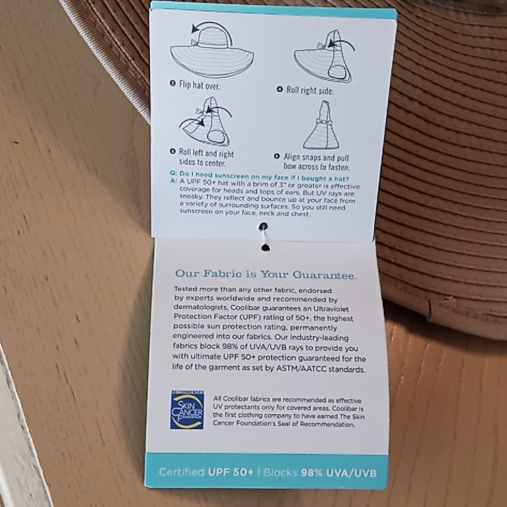 Coolibar Shelby Shapeable Poolside Hat. Convertible Roll With Snap. NWT. UPF 50+ - Picture 9 of 16